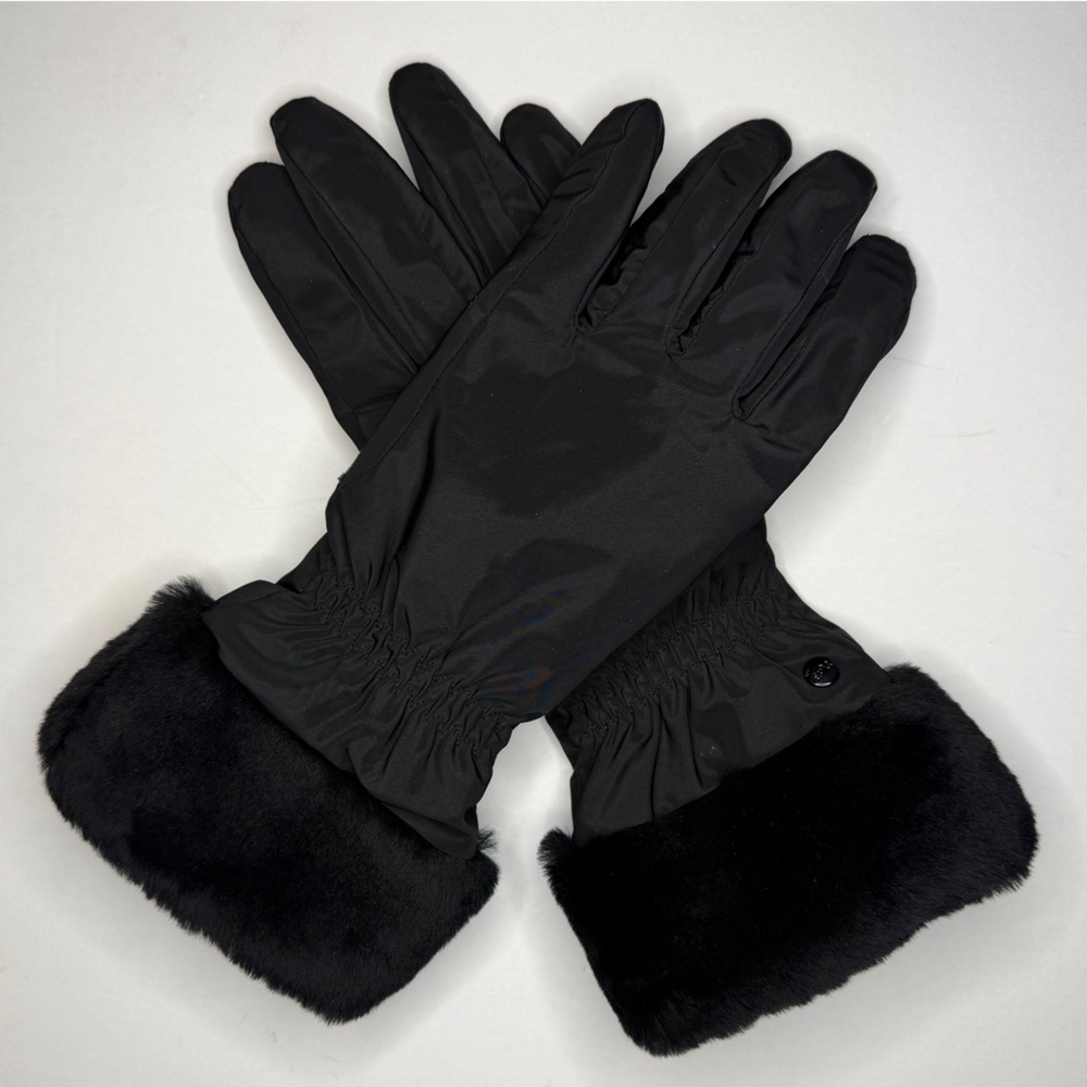 UGG Shearling Fur-Trimmed and Nylon Lined Gloves Womens L/XL - Picture 1 of 7